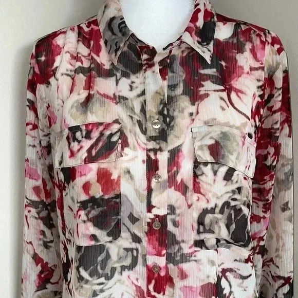 Liz Claiborne Sheer Floral Printed Blouse​​ - Picture 3 of 10